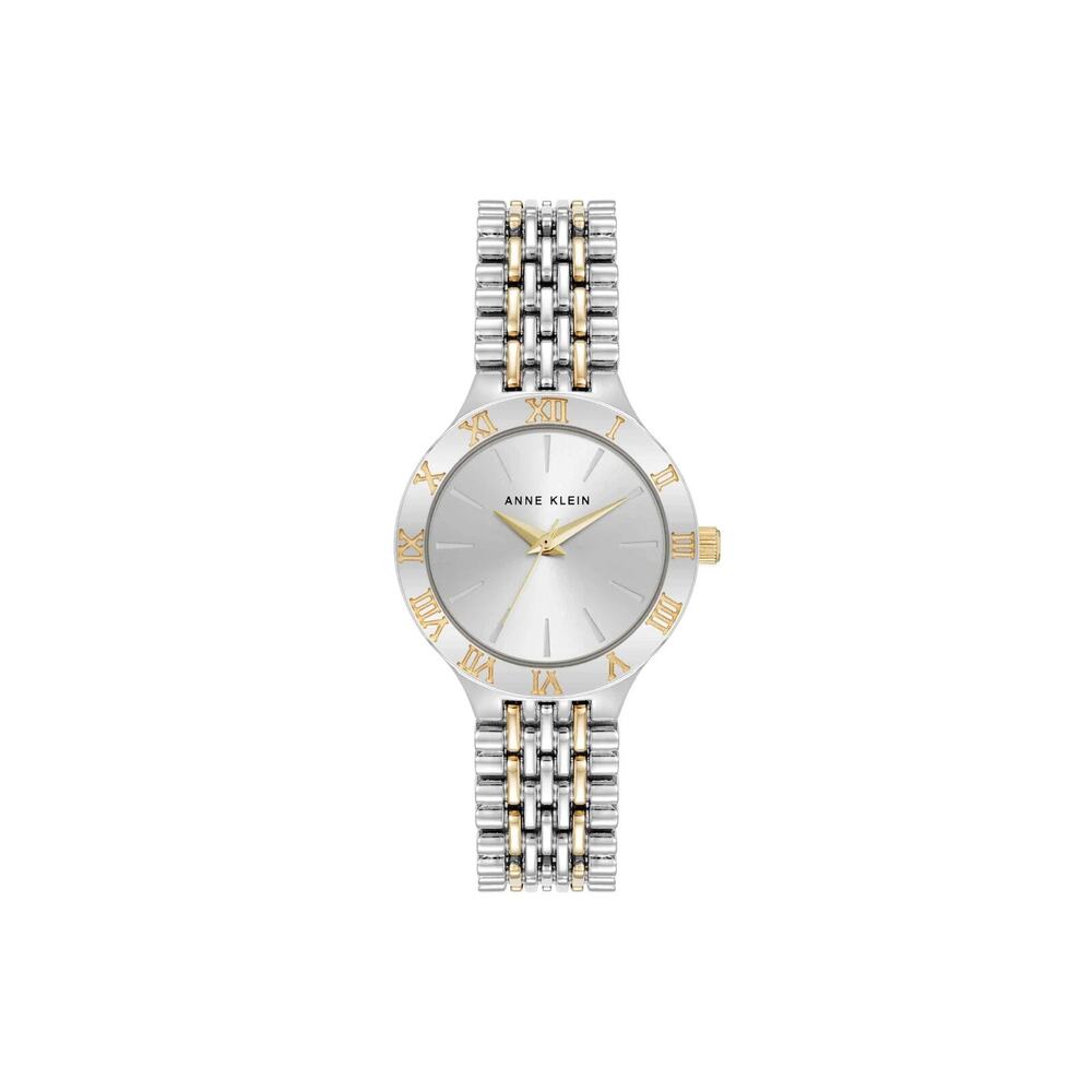 Anne Klein Iconic Round Roman Numeral Bezel Watch AK-5171SVTT